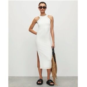 All Saints Crochet Detail Mako Midi Dress White